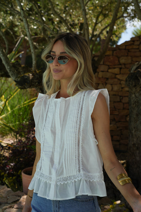 Ayem blanche - Blouse brodée