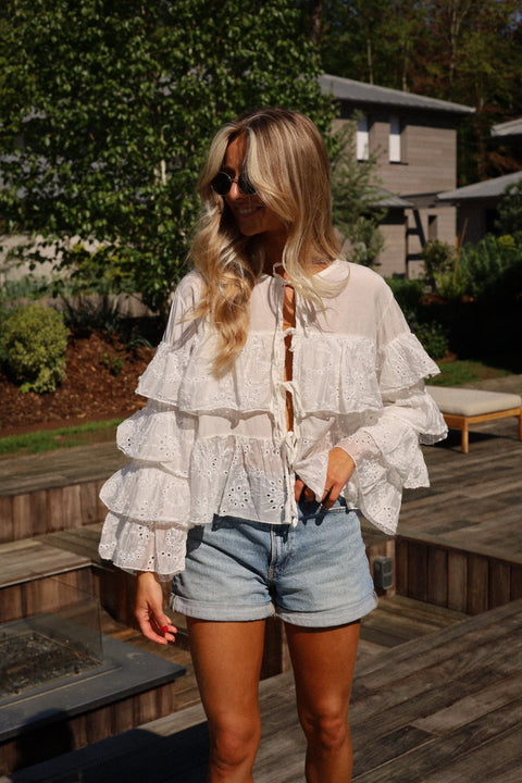 Salomé écrue - Blouse volantée