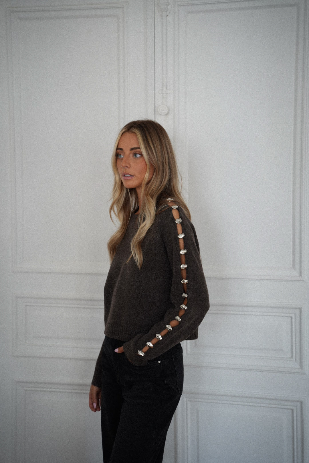Charlotte taupe - Pull ajouré