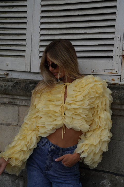 Aude jaune - Blouse volantée
