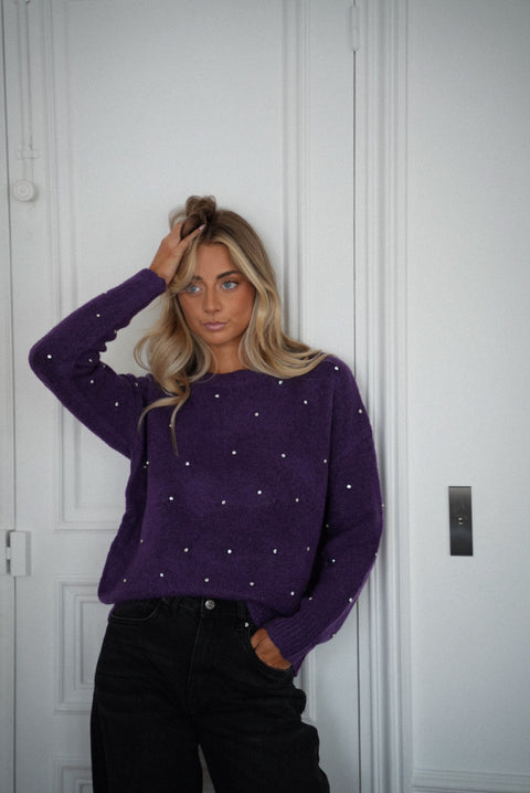 Mathilde violet - Pull à strass