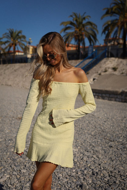 Katrine jaune - Robe bardot