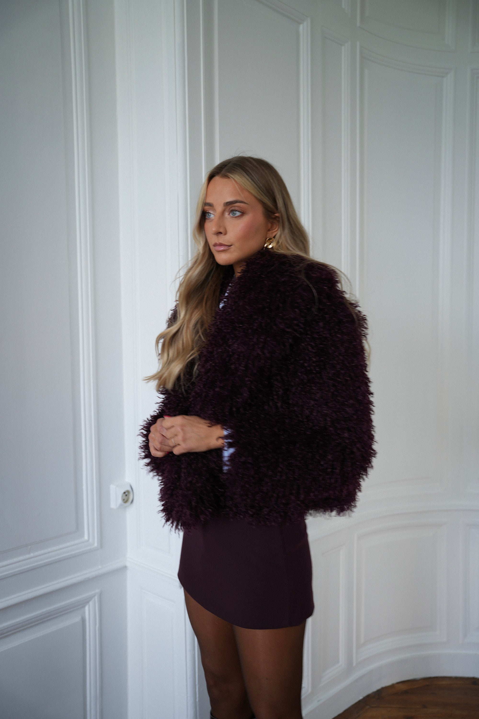 Soanne prune - Manteau fourrure