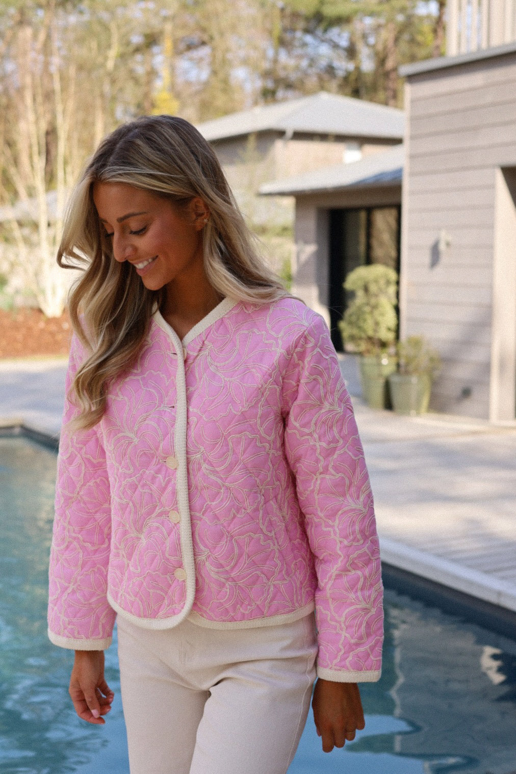 Davis rose - Veste brodée