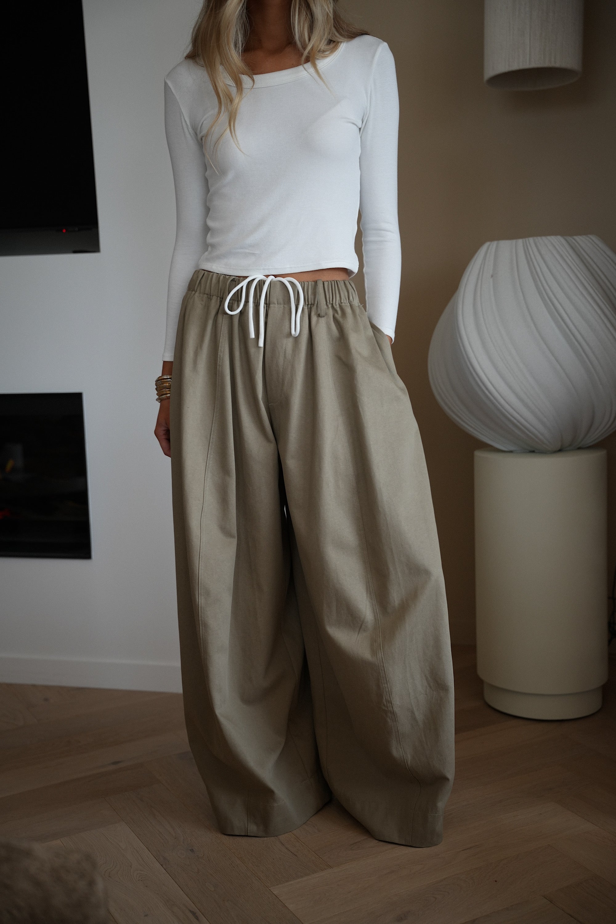 Lorya beige - Pantalon ample