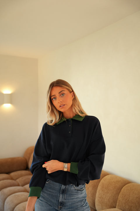 Eddi marine - Sweat col polo
