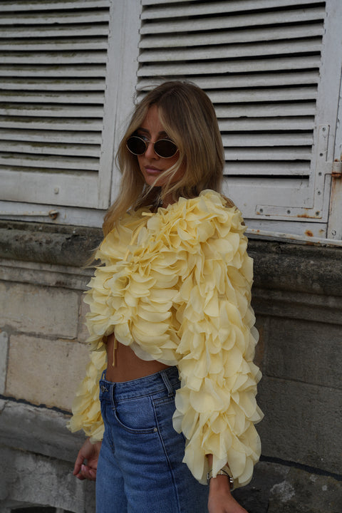 Aude jaune - Blouse volantée