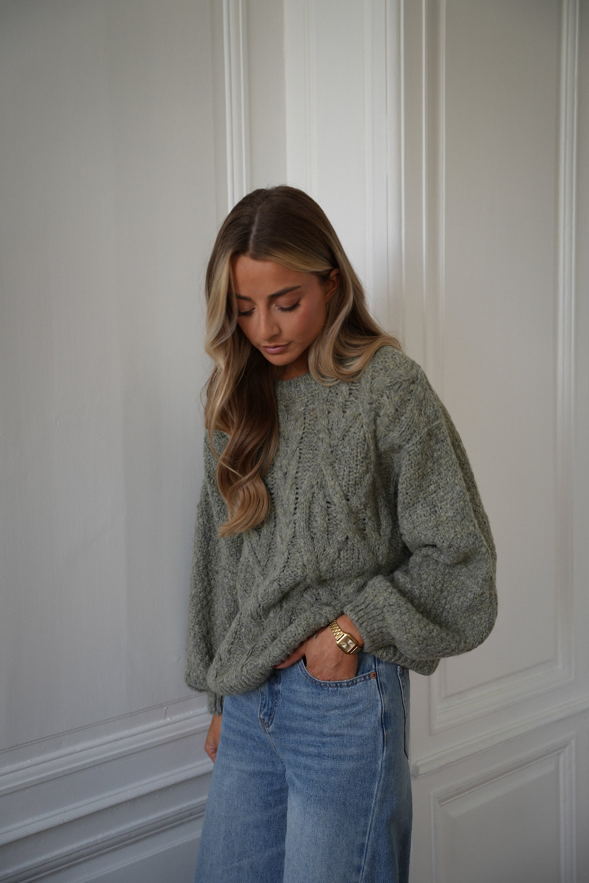 Santana kaki clair - Pull torsadé