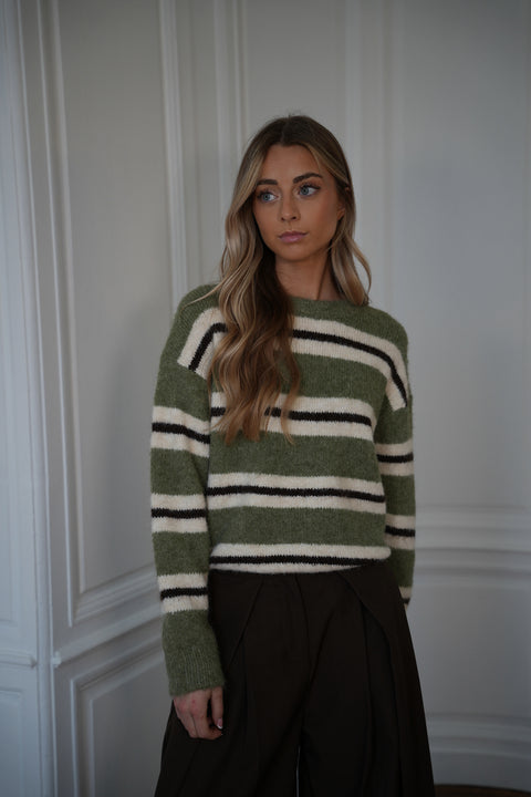 Odile vert - Pull rayé