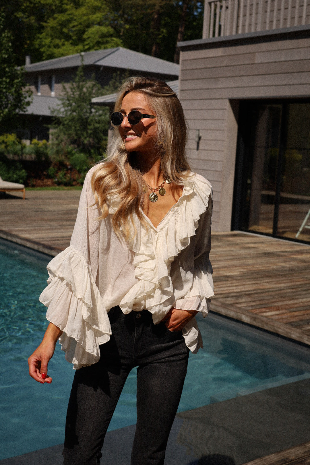 Roman écrue - Blouse volantée