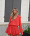 Vanina corail - Robe ceinturée