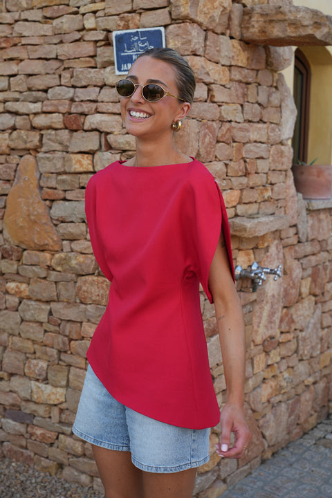 Garance rouge - Blouse asymétrique