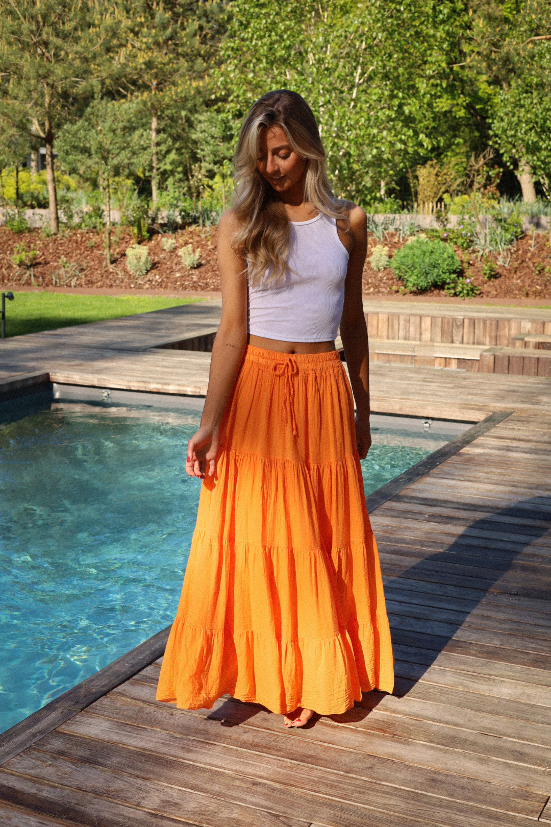 Sintia orange - Jupe longue