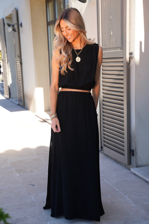 Elize noir - Ensemble jupe/top