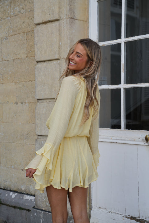 Vanina jaune - Robe ceinturée