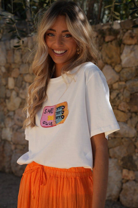 Sali blanc - T-shirt perlé