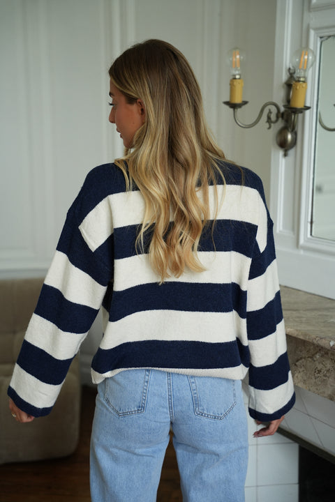Noris marine - Pull brodé