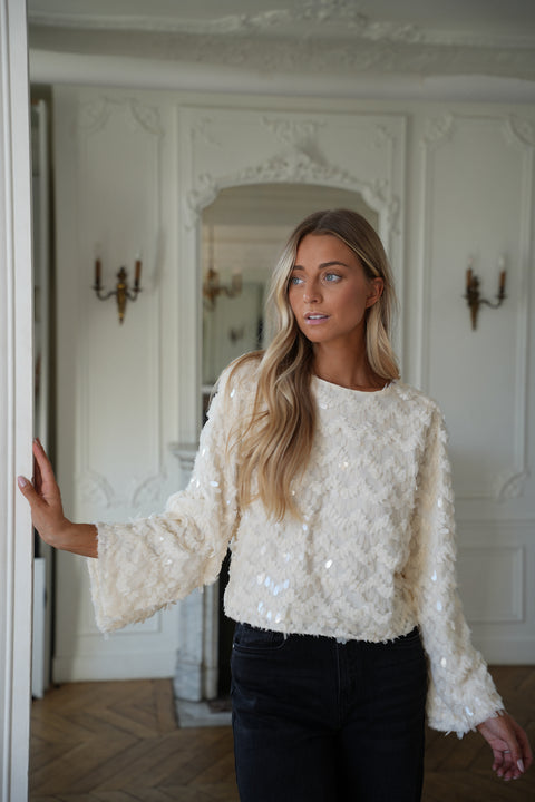 Fara crème - Blouse brillante