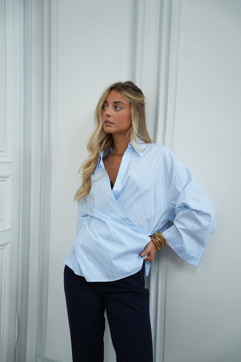 Ross bleue - Blouse cache-cœur