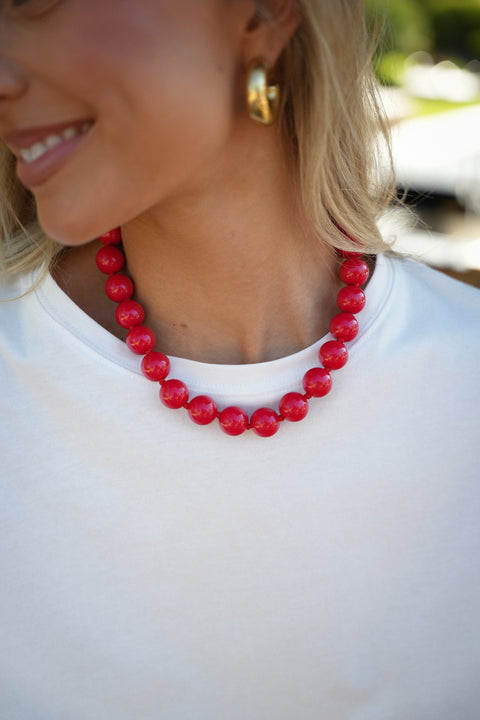 Telma rouge - Collier de perles