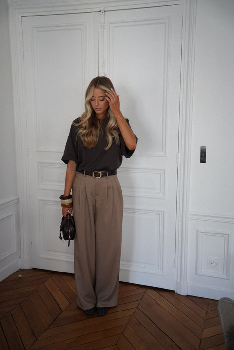 Achille taupe - Pantalon droit