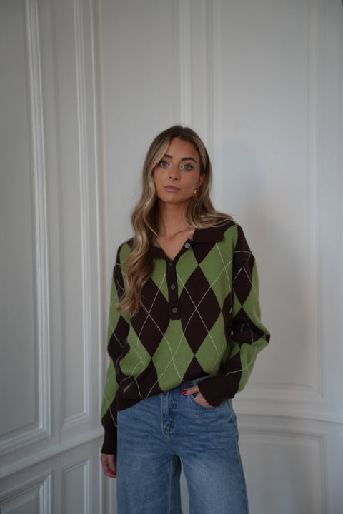 Solan vert - Pull losanges