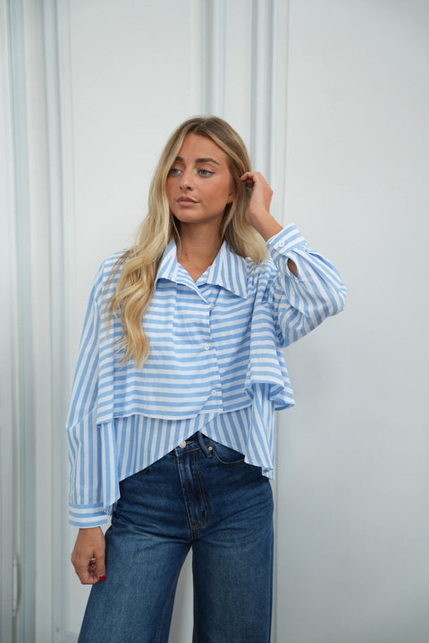 Kalli bleue - Blouse asymétrique