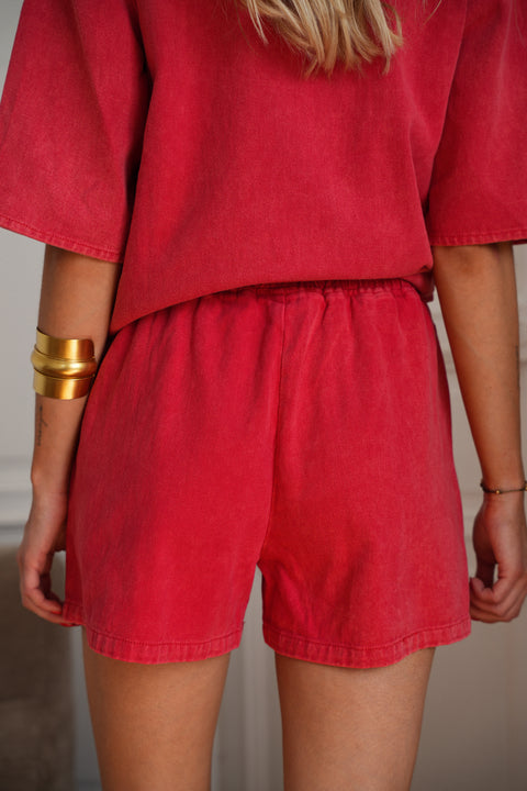 Ezra rouge - Short en jean