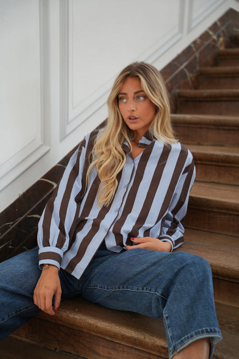 Manelle bleue - Blouse rayée
