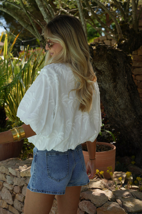 Naya blanche - Blouse brodée