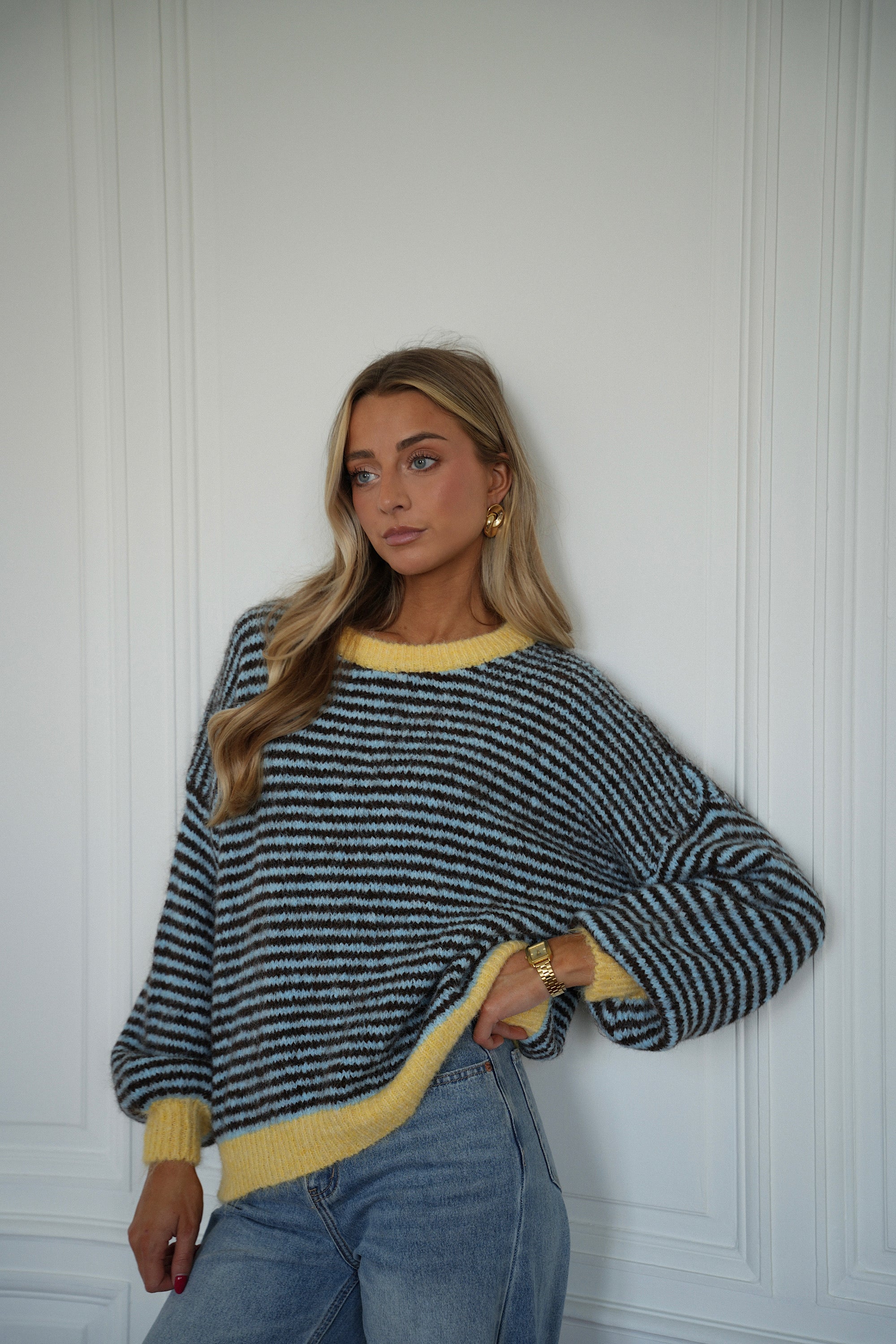 Bonny bleu/jaune - Pull rayé