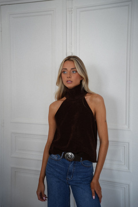 Caro chocolat - Top en suédine