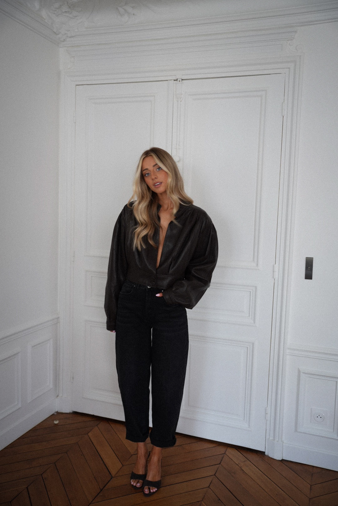 Debo chocolat - Veste en cuir