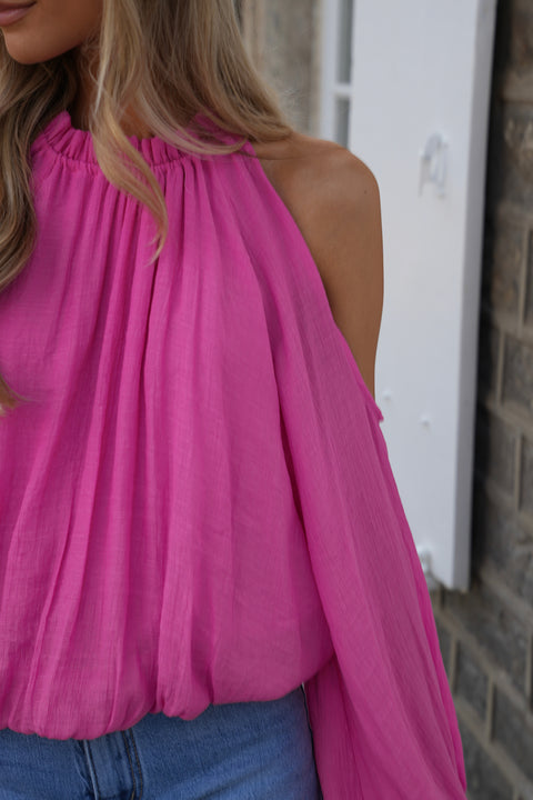 Karole rose - Blouse ajourée