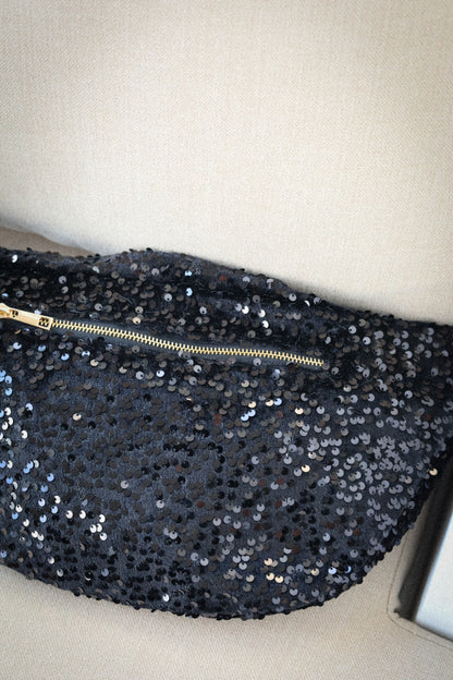 Raquel noir - Sac banane sequins XL
