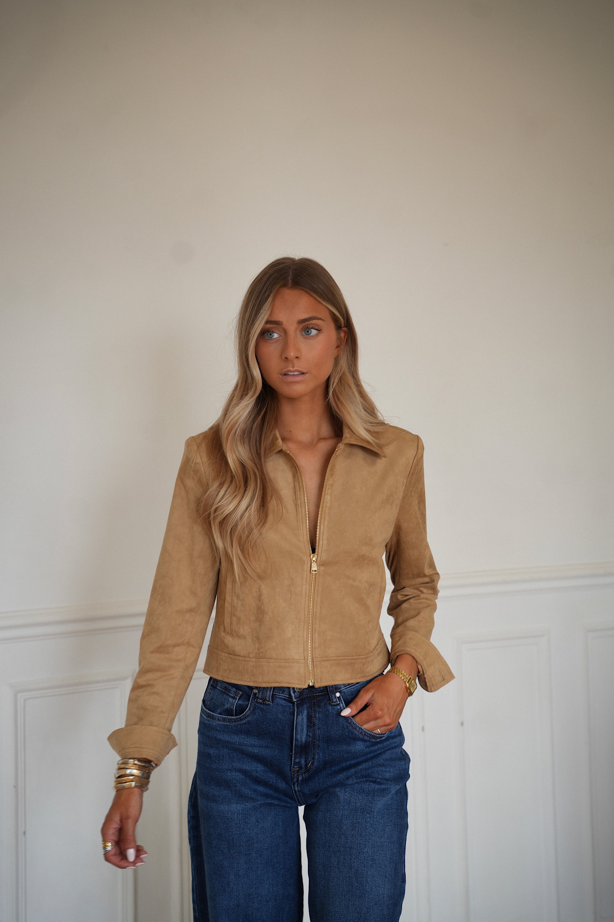 Ermione camel - Veste suédée