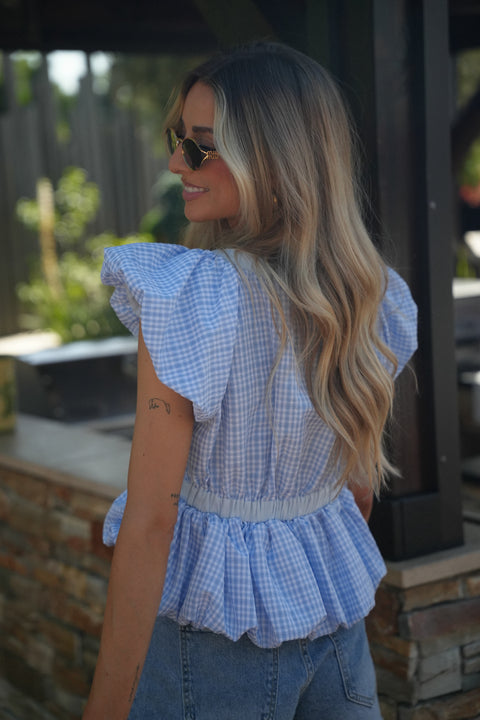 Romy bleue - Blouse ballon