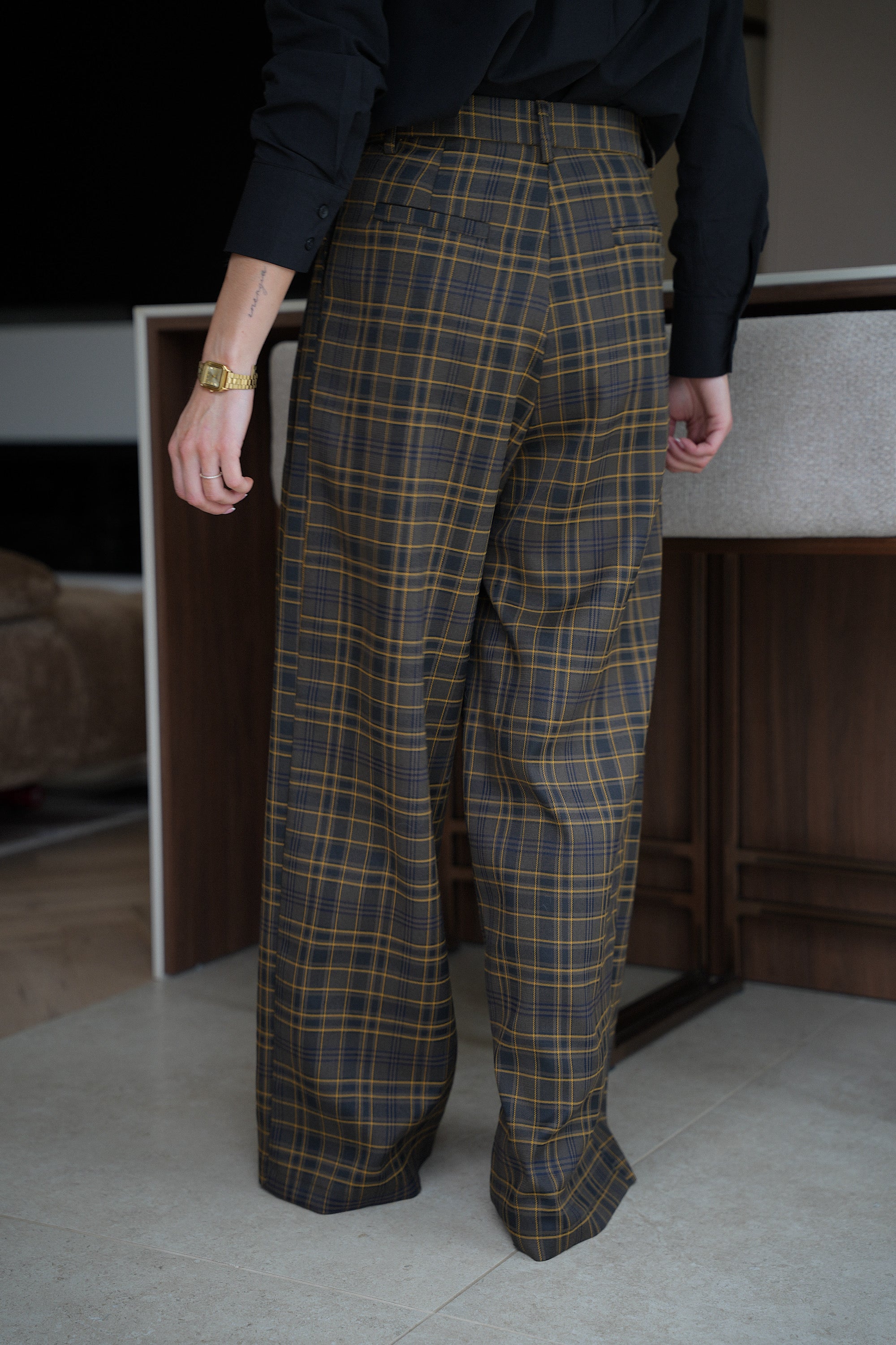 Lola jaune - Pantalon à carreaux