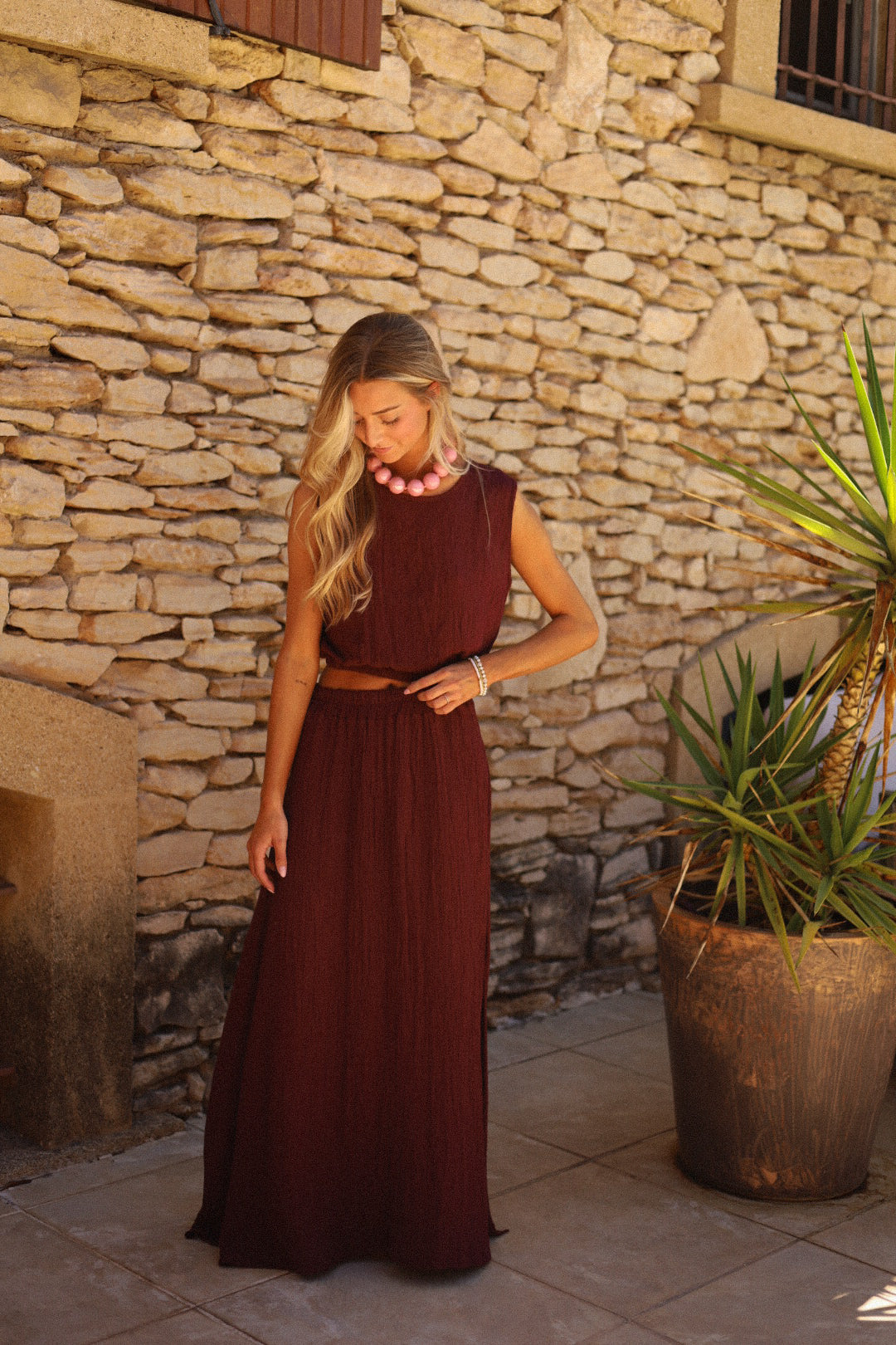 Lauria prune - Ensemble jupe et top