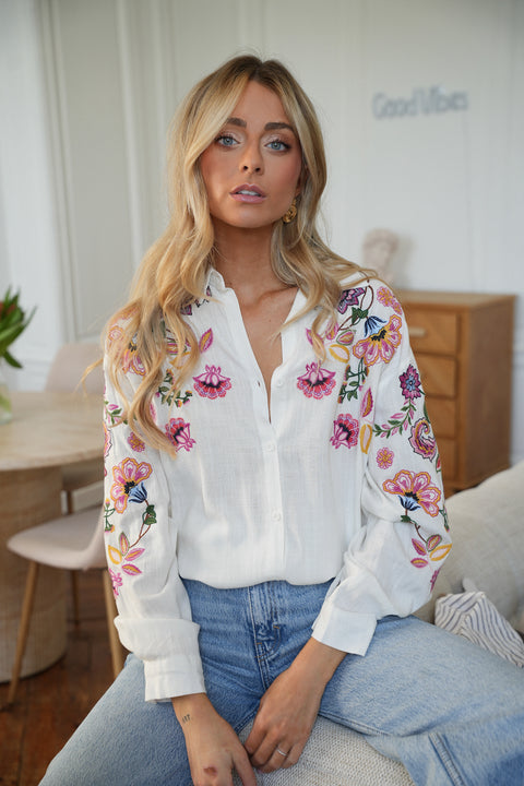 Ela blanche - Chemise brodée