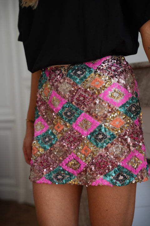 Carlie colorée - Jupe à sequins