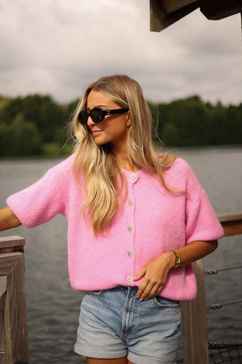 Elsa rose bébé - Gilet boutonné