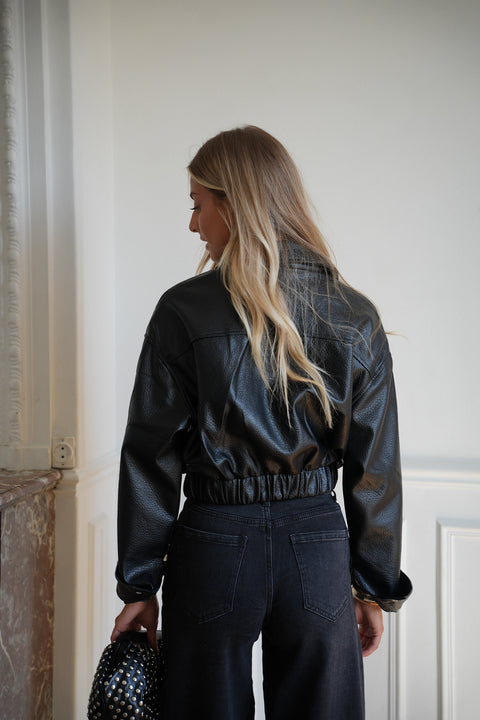 Soly noire - Veste en similicuir