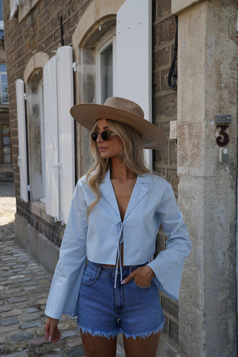 Cally bleue - Blouse courte