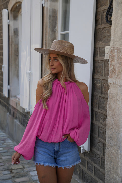 Karole rose - Blouse ajourée