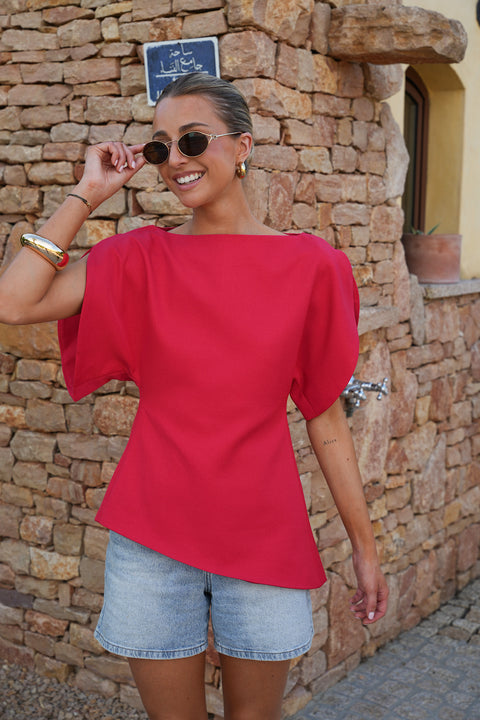 Garance rouge - Blouse asymétrique