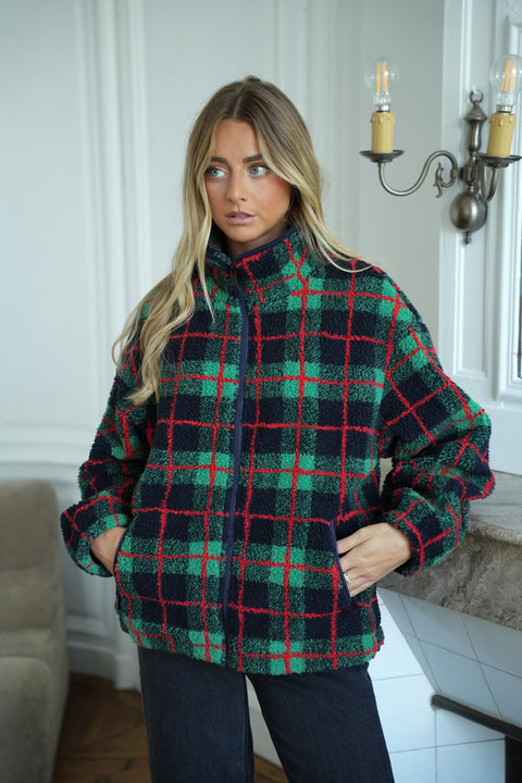 Leanne marine - Veste à carreaux