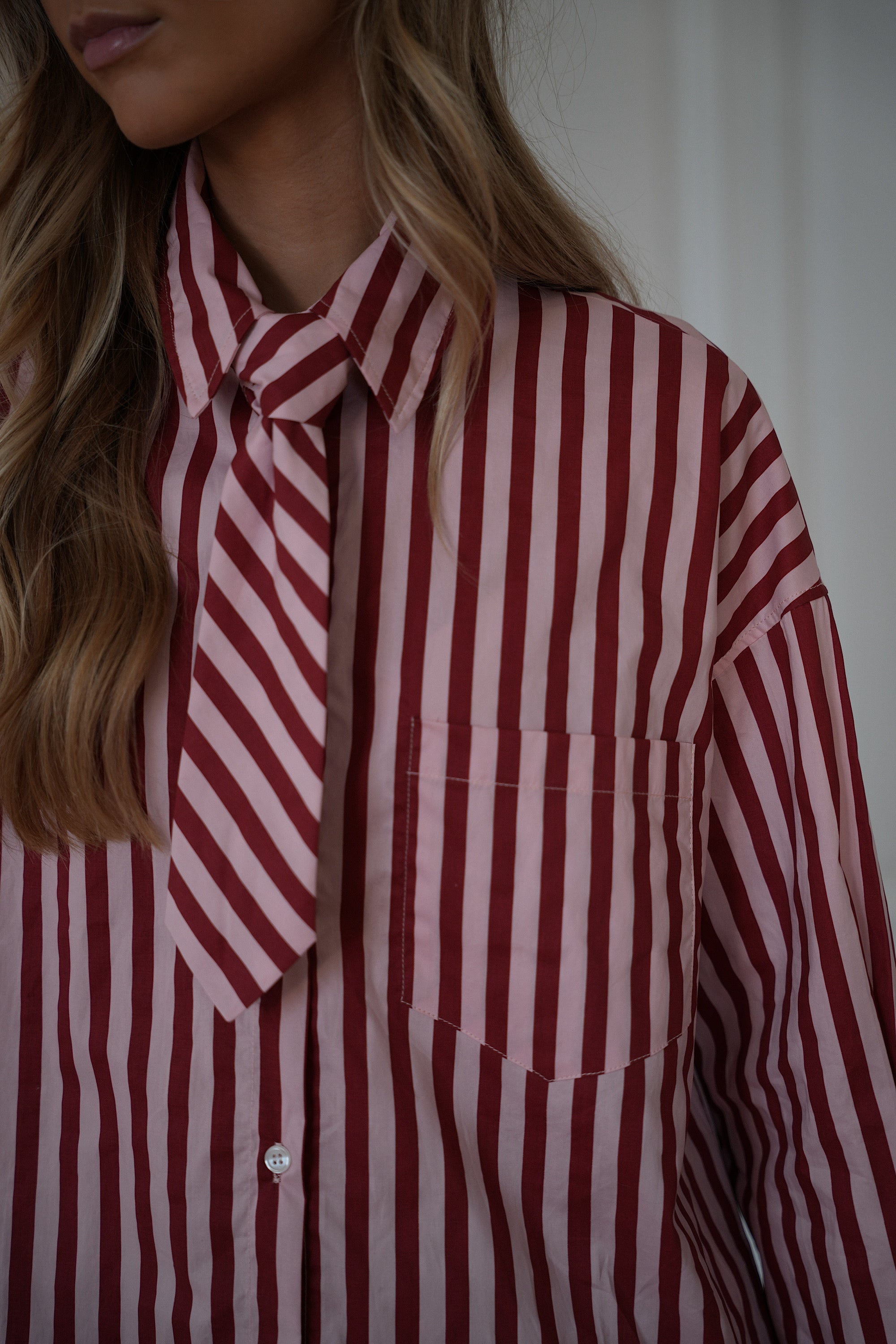 Bertille rose - Chemise cravate