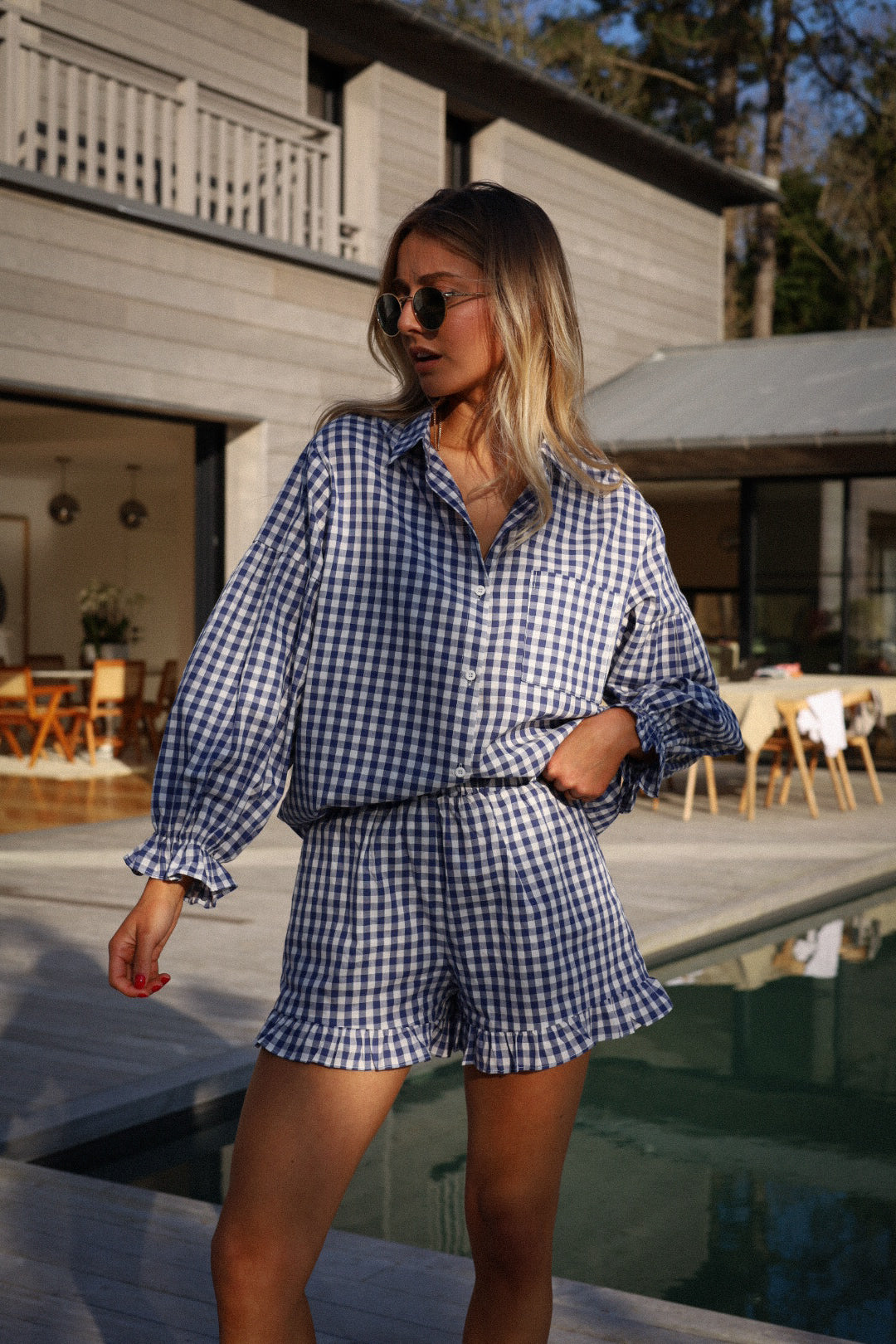 Tracie marine - Chemise vichy