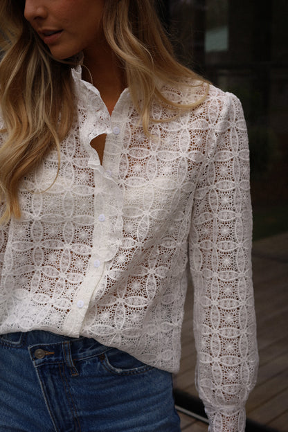Solan blanche - Blouse brodée